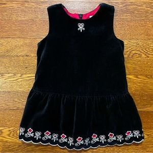 Hanna Andersson Black Velvet Red Lined Heart Cutout Holiday Dress Size 80 cm